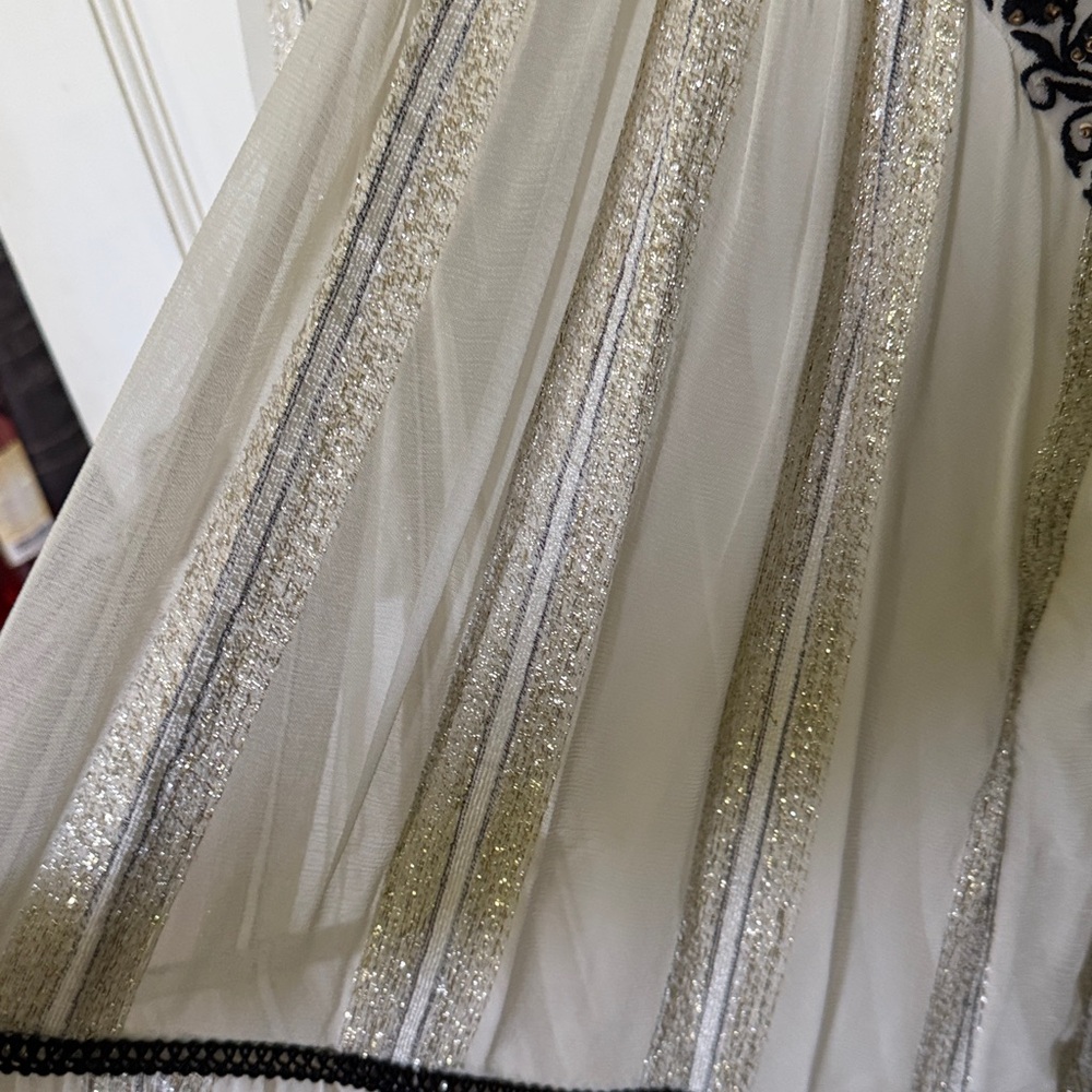 ANTHROPOLOGIE - VERB by Pallavi Singhee Black & White Beaded Maxi Dress S - Picture 13 of 16